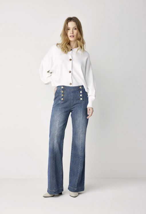 Summum 4s2242-5111 Flared Jeans Printed Stripe De